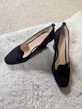 Vince Camuto Black Suede Heeled Loafer